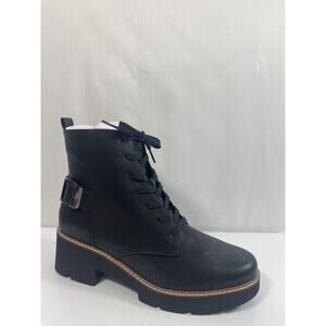 Naturalizer CABARET-BTIE Boots Womens Size 10W Black Combat Ankle Zip Buckle